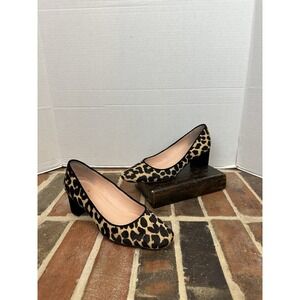 Kate Spade Cow Fur Pumps Cheetah Print Brown Black Leather Heels Women's 10